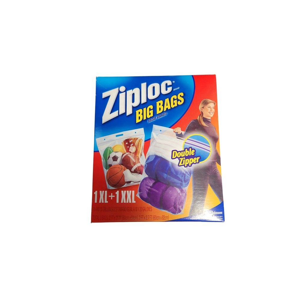 Ziploc Big Bags XL and XXL Storage Bags 2 Count Double Zipper Heavy Duty Blue